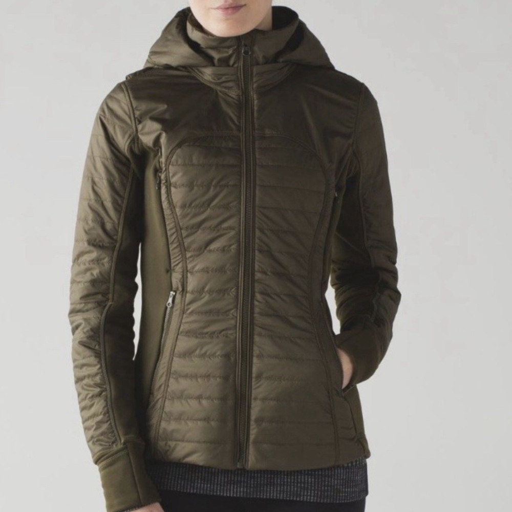 Lululemon First Mile Run‎ Jacket Military Green Activewear Outwear Size 10 NWOT